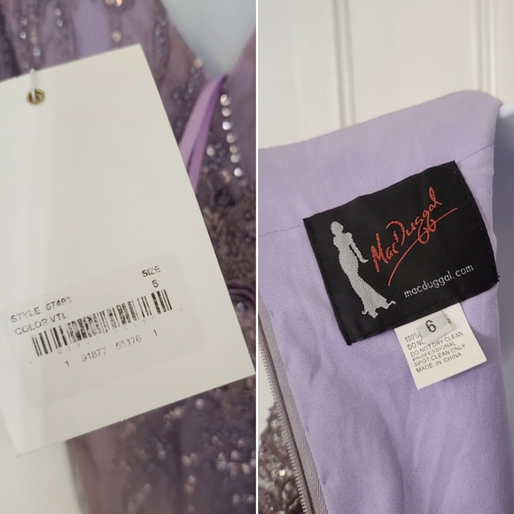 Mac Duggal | Vintage Flutter Sleeve Evening Gown Vintage Lilac 67493 Size 6 NEW - Picture 3 of 16